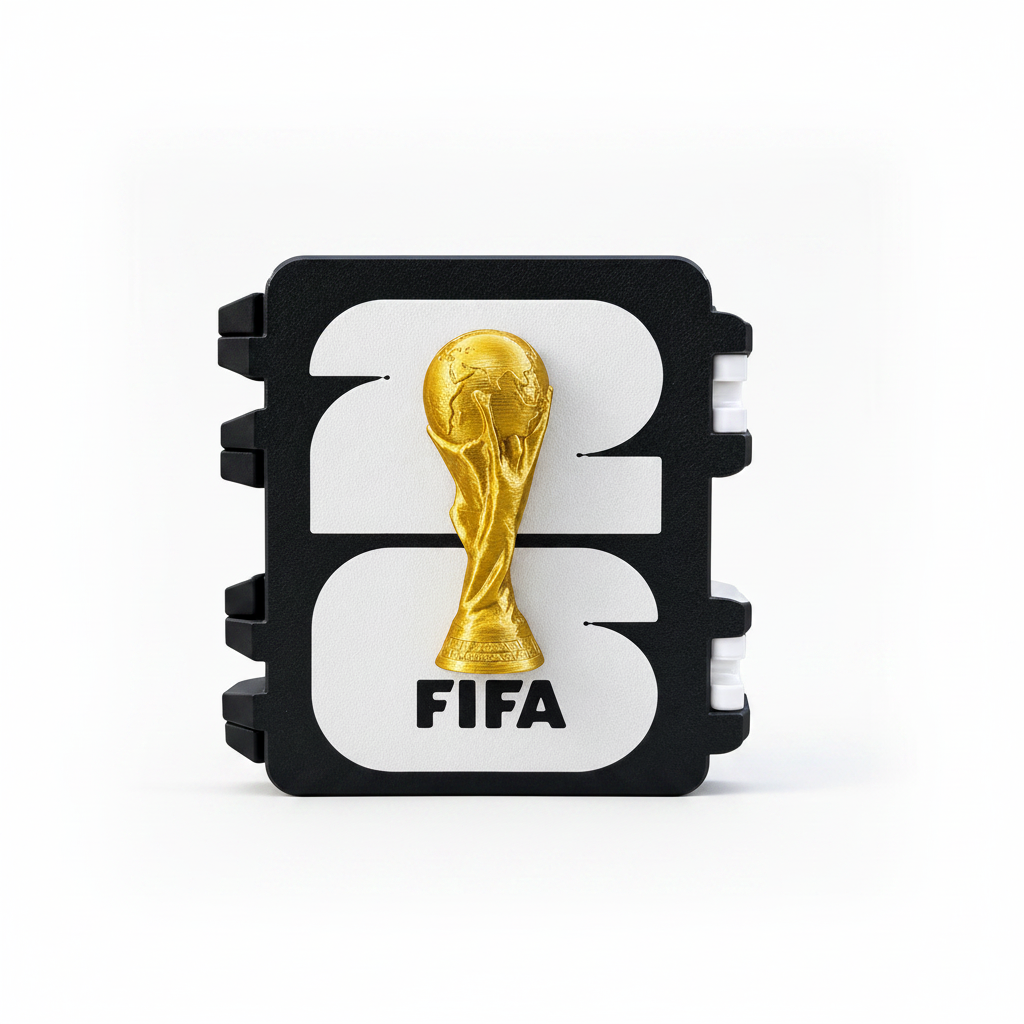 Porta Figurinha Copa do Mundo Com Taça - Branco e Preto