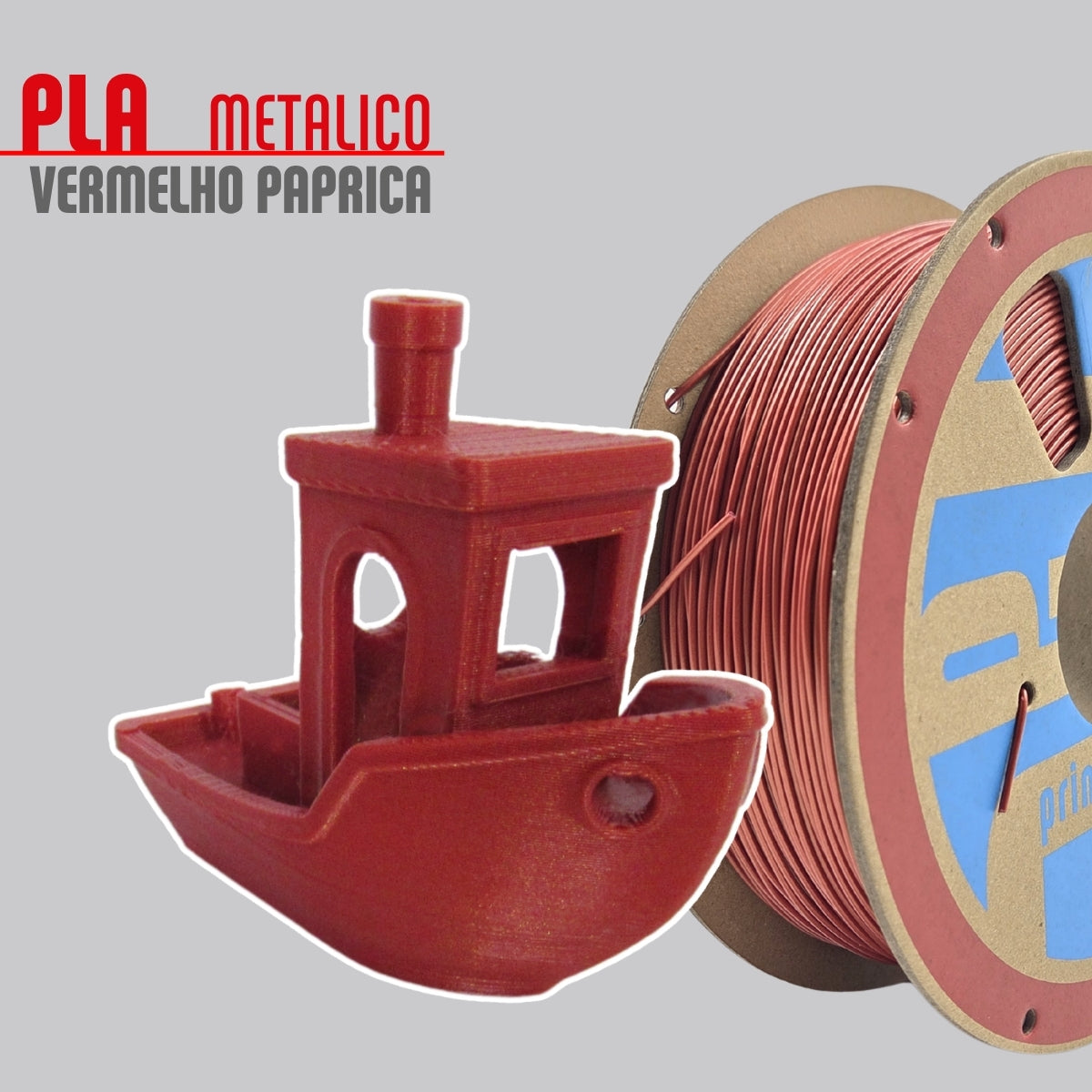 Filamento PLA Metal Vermelho Páprica 1,75mm 1Kg PrintaLot