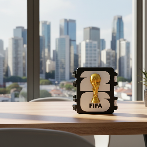 Porta Figurinha Copa do Mundo Com Taça - Branco e Preto