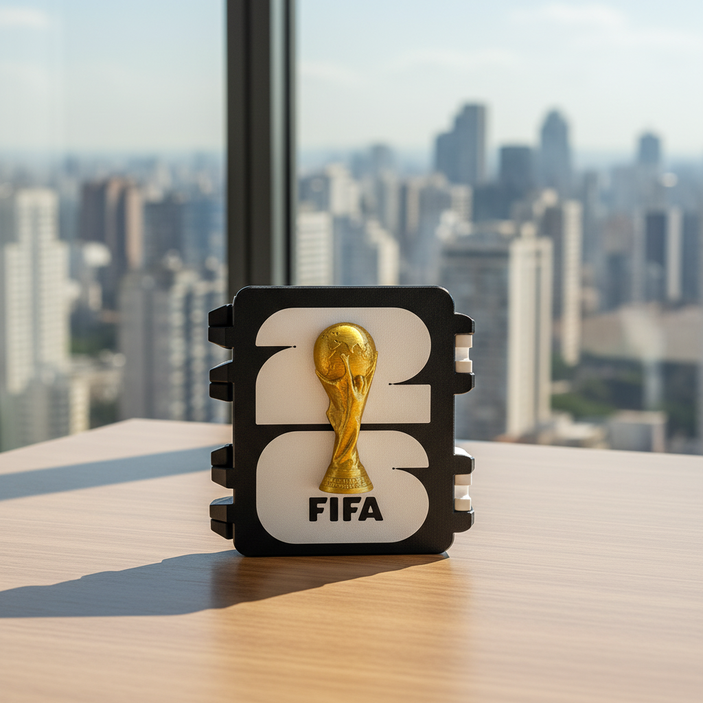 Porta Figurinha Copa do Mundo Com Taça - Branco e Preto