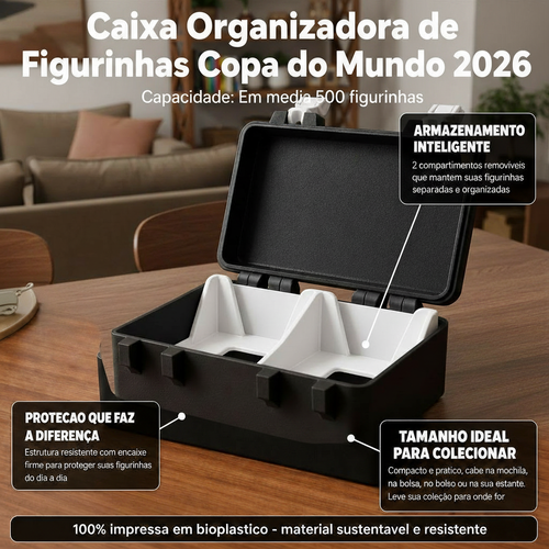 Porta Figurinha Copa do Mundo Com Taça - Branco e Preto