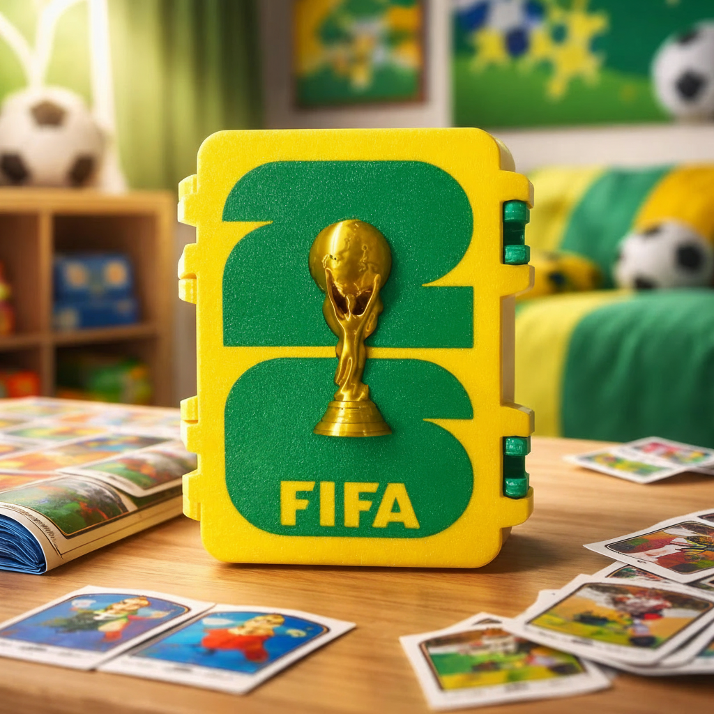 Porta Figurinha Copa do Mundo Com Taça - Verde e Amarelo